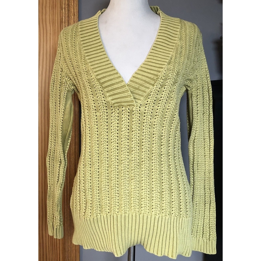 The Territory Ahead Ribbed Sweater Women's M Pullover Yellow Knit Preppy Classic
